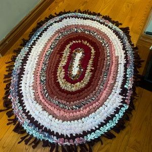 Up cycled fabric rug.